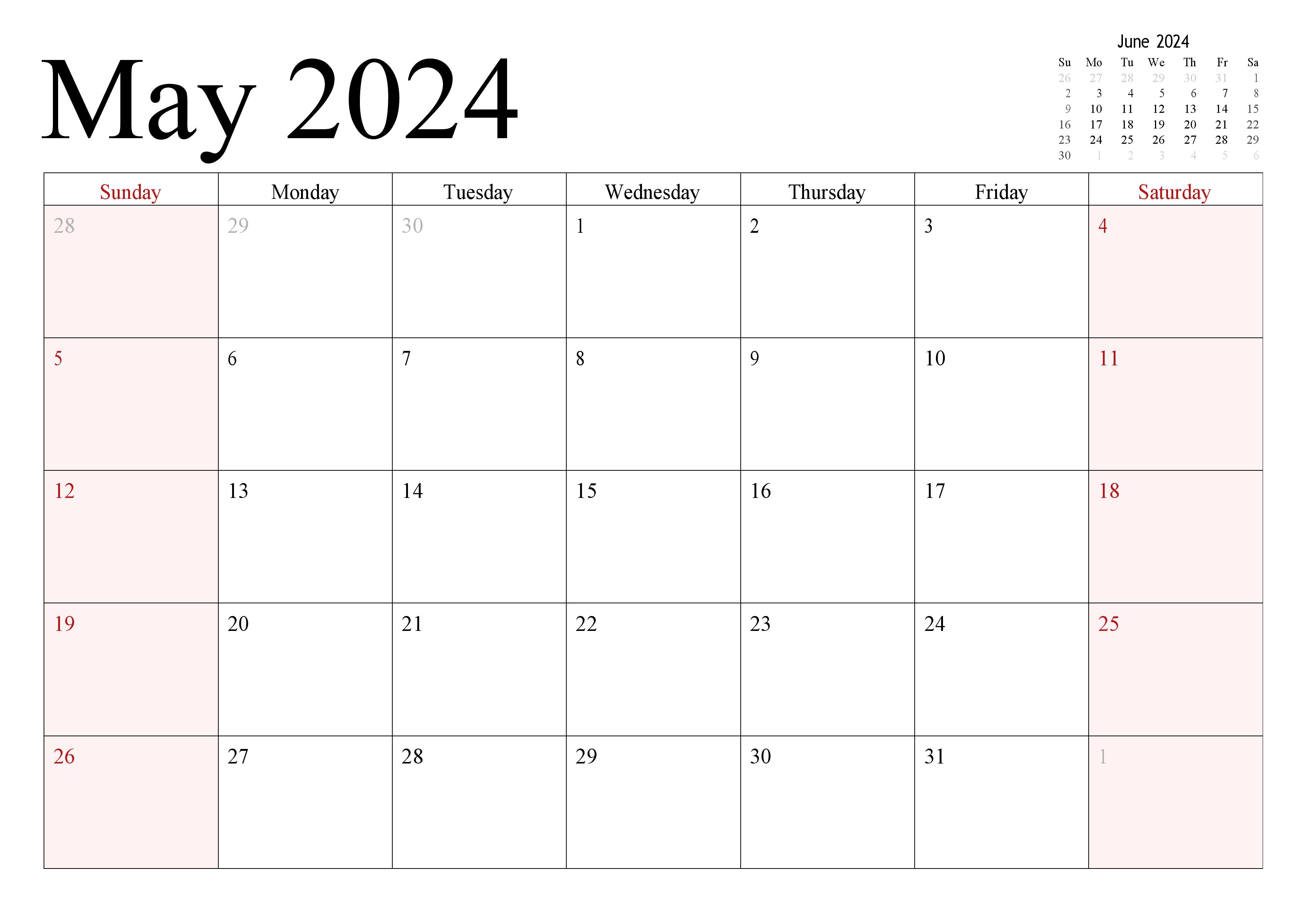 May 2024 Calendar